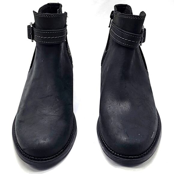 CLARK'S MAYE STRAP BLACK LEATHER ZIPPER/BUCKLE/CLOSURE ALMOND-TOE LADIES 8 NWOB - Picture 4 of 16